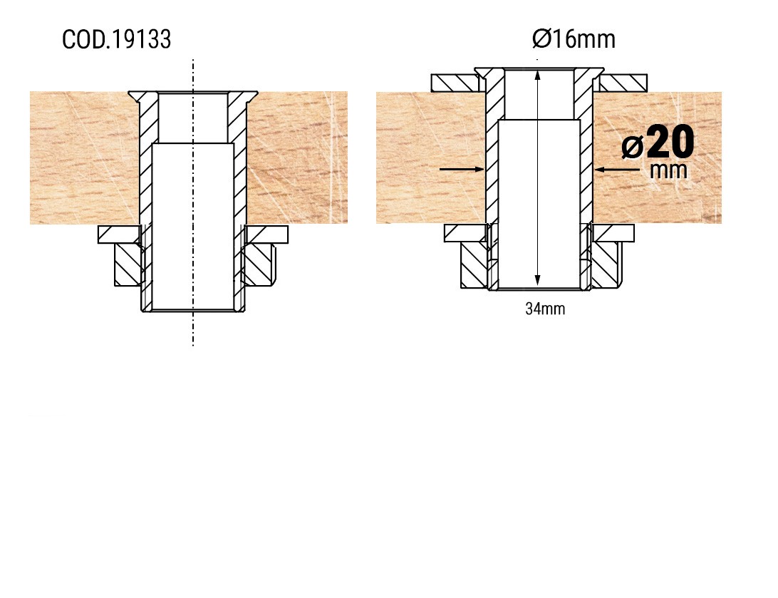 TCP - Casquillo adaptador para Bancos de Madera