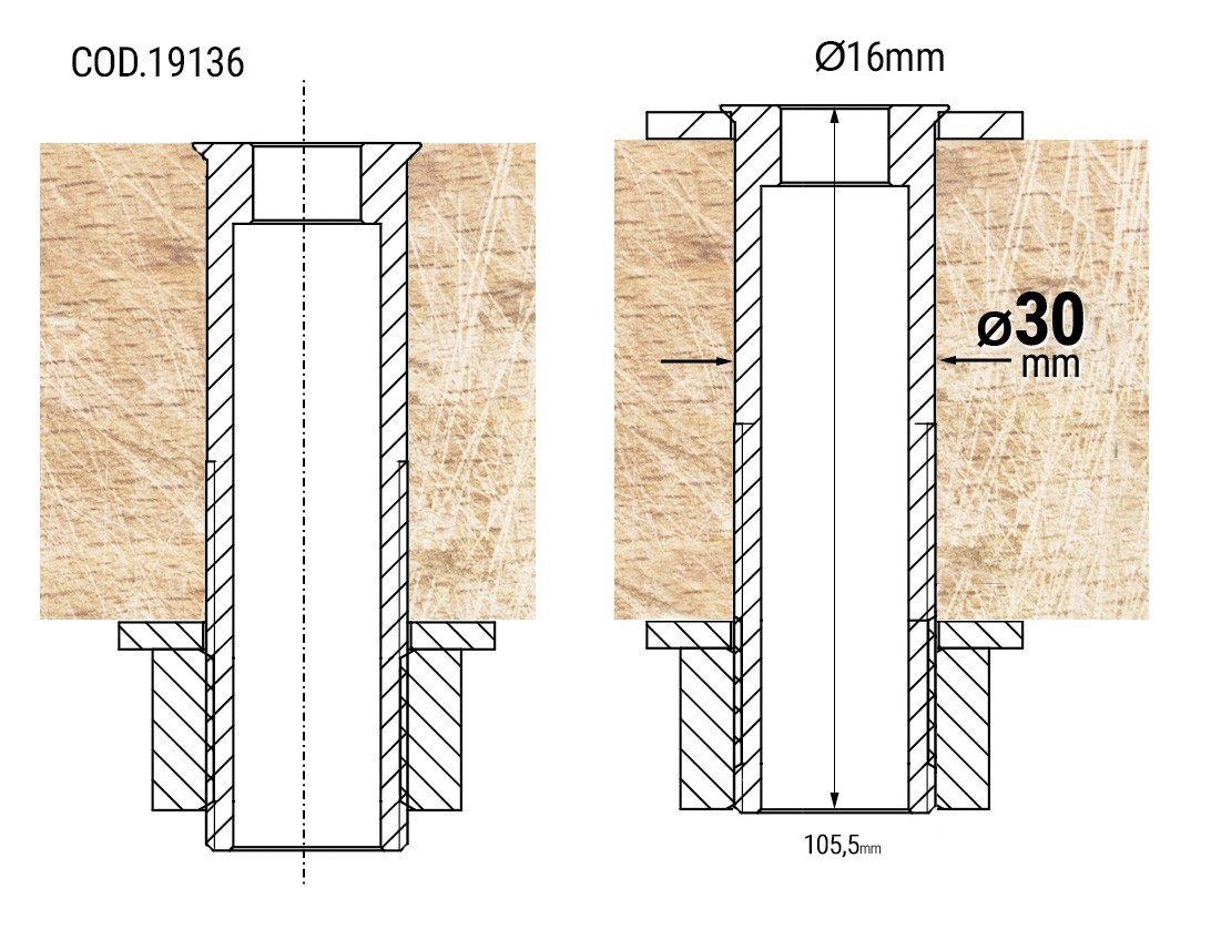 TCP - Casquillo adaptador para Bancos de Madera