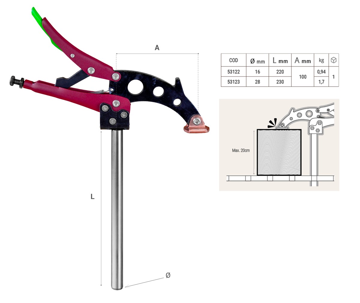 TGA · Grapa Autoajustable de mesa