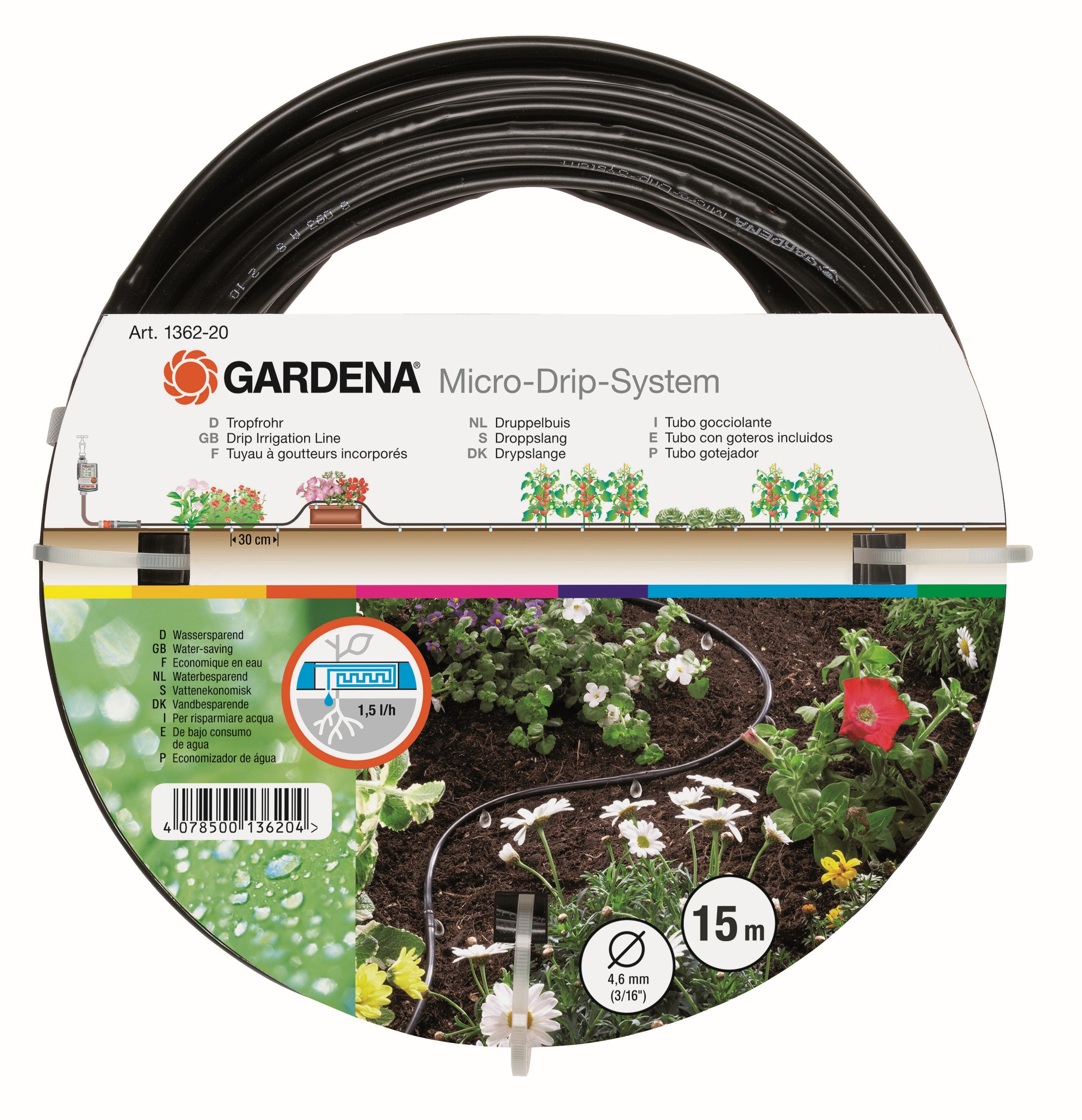 Tubo de superficie con goteros incluidos 4,6 mm sin accesorios