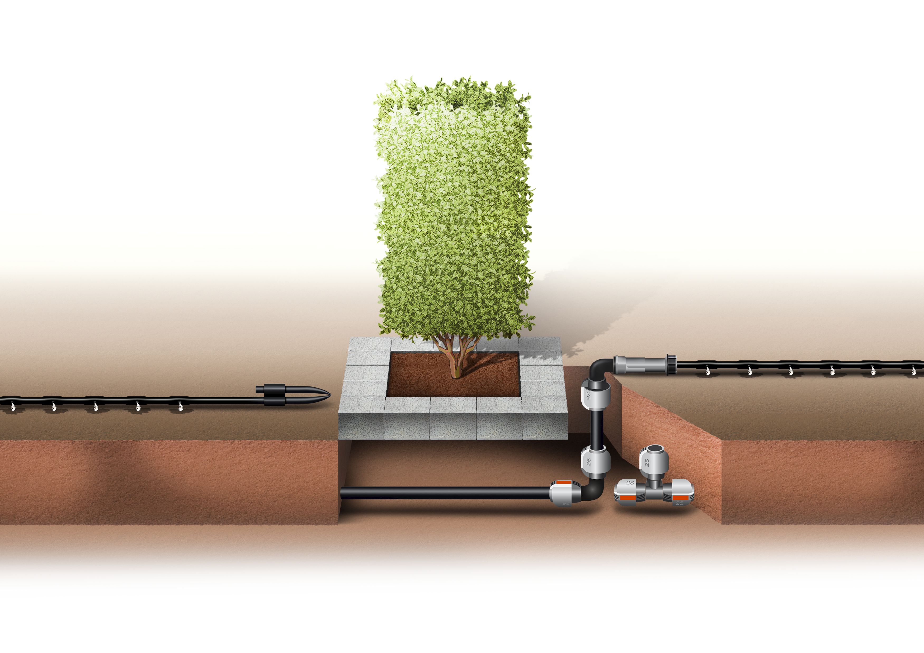 Tubo de superficie y subterráneo con goteros incluidos de 13,7 mm