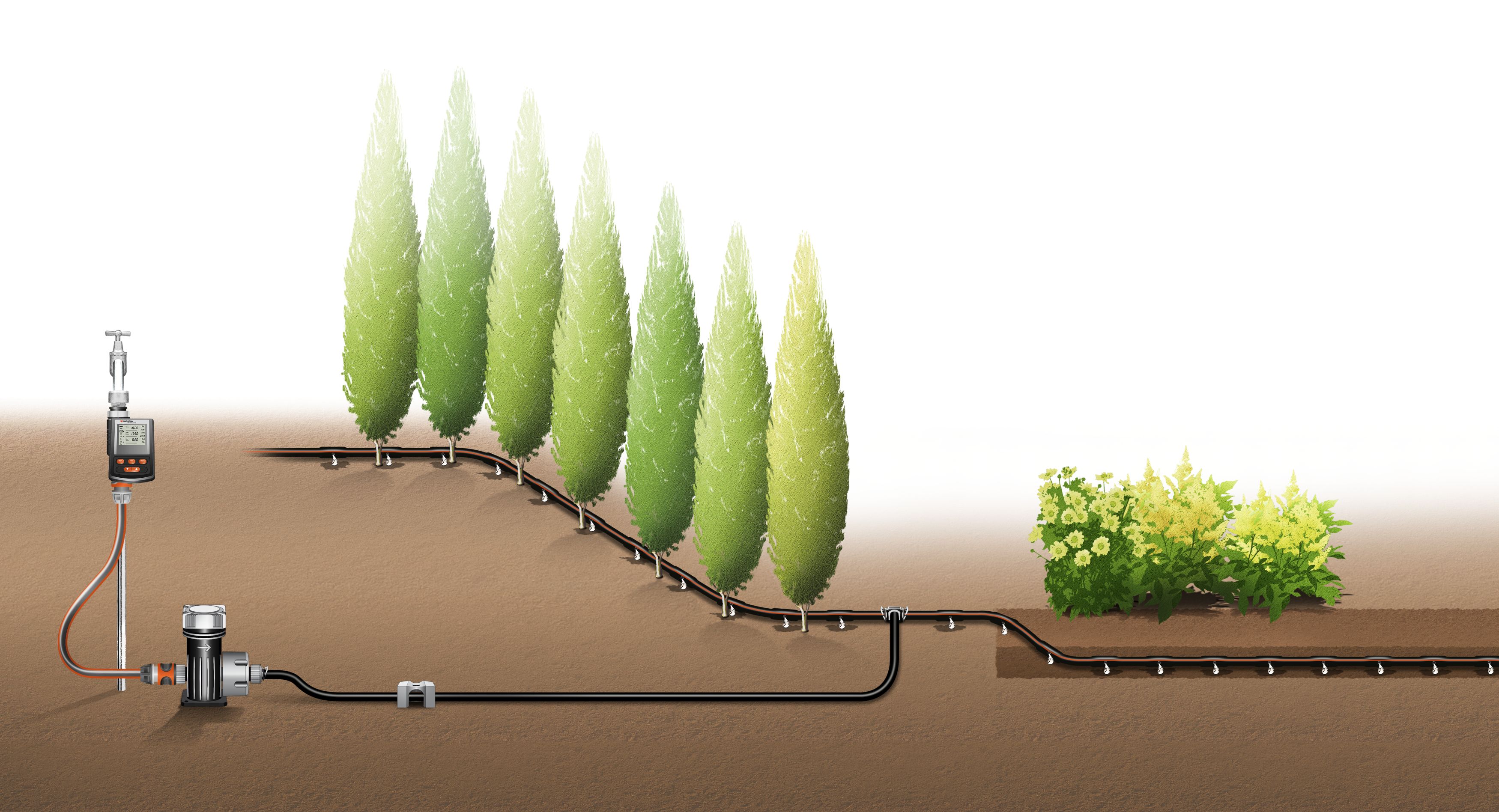 Tubo de superficie y subterráneo con goteros incluidos de 13,7 mm