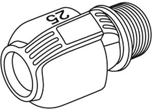 Conector de 25 mm y rosca macho de 1\\\"