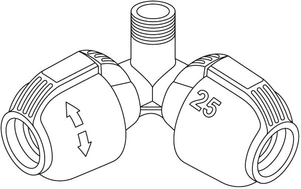 Pieza de esquina Sprinklersystem de 25 mm y rosca macho de 1/2\\\"
