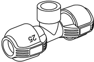 Pieza en T de 25 mm y rosca hembra de 3/4\\\"