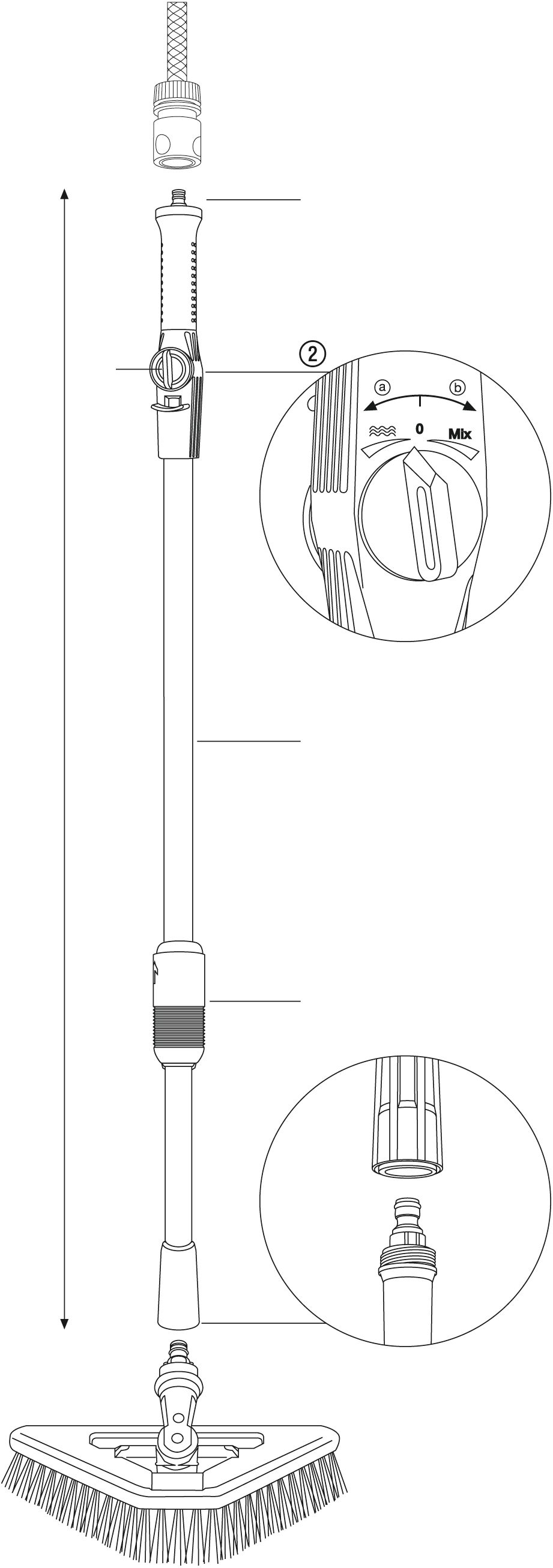 Mango conductor de agua telescópico