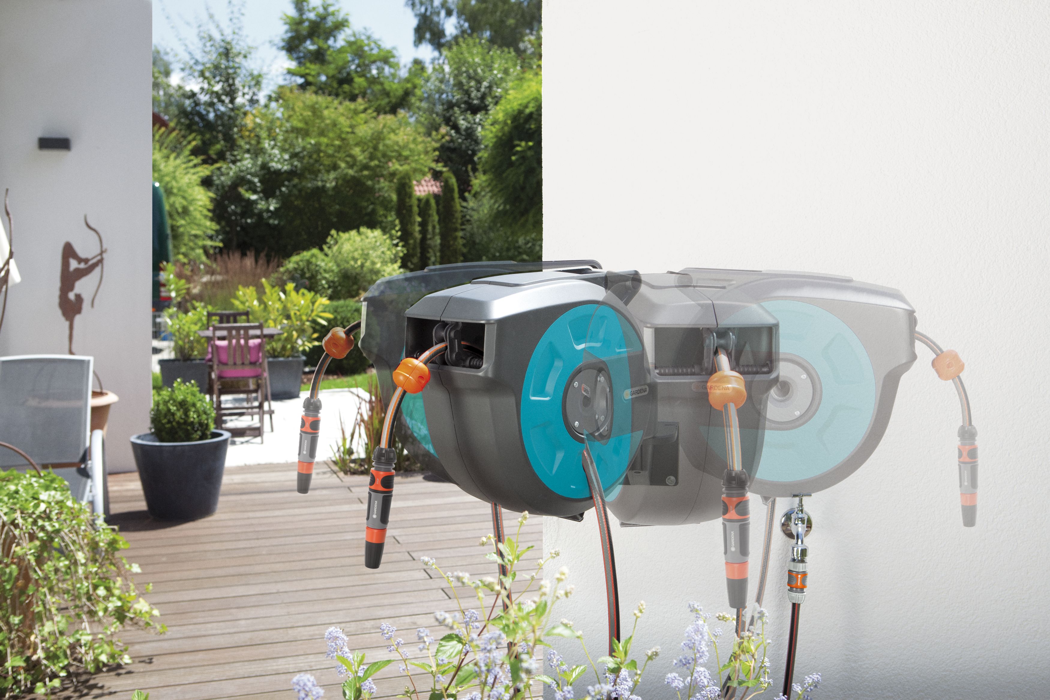 Soporte portamanguera mural roll-up automatic 15