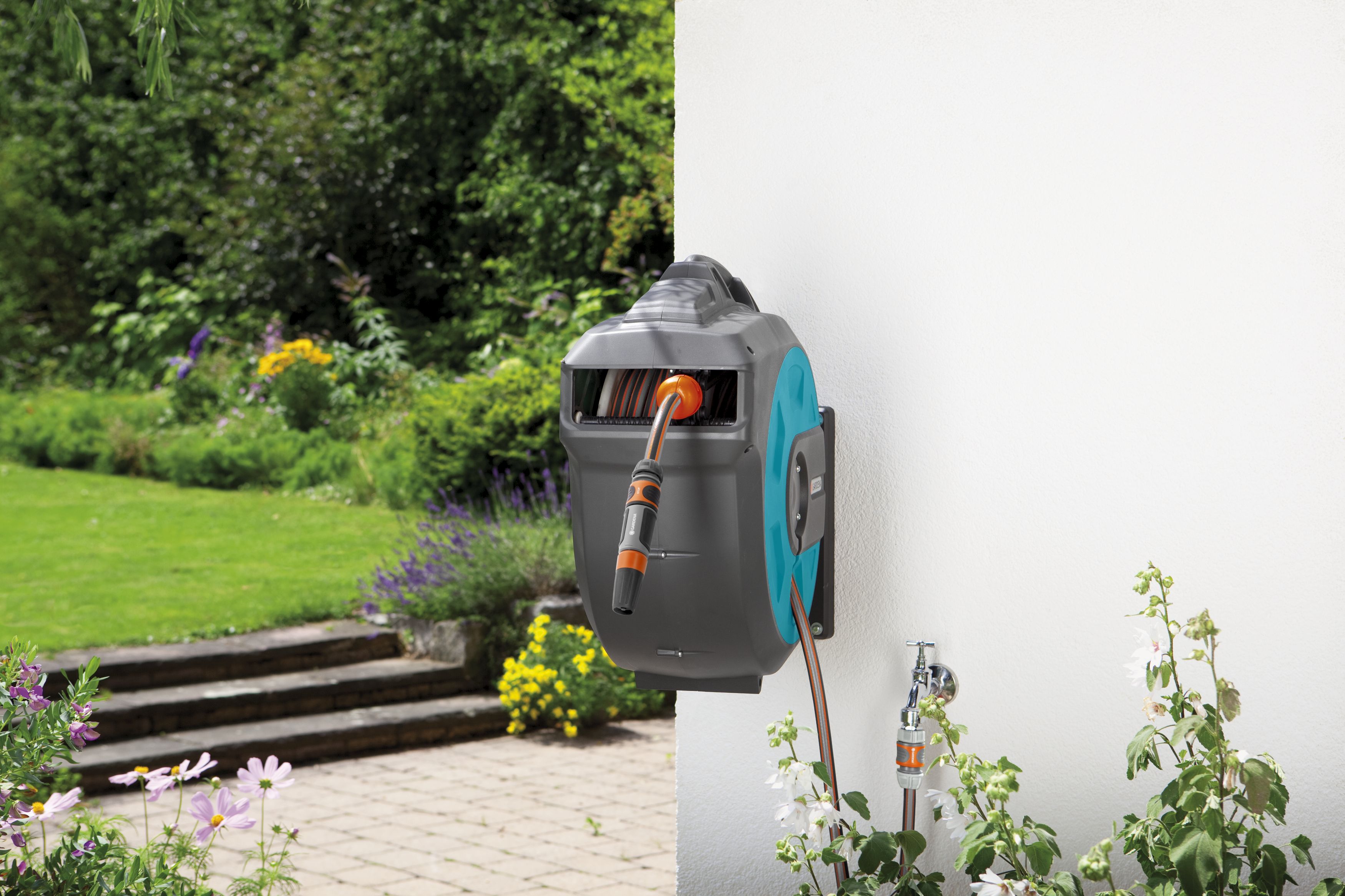 Soporte portamanguera mural roll-up automatic 35