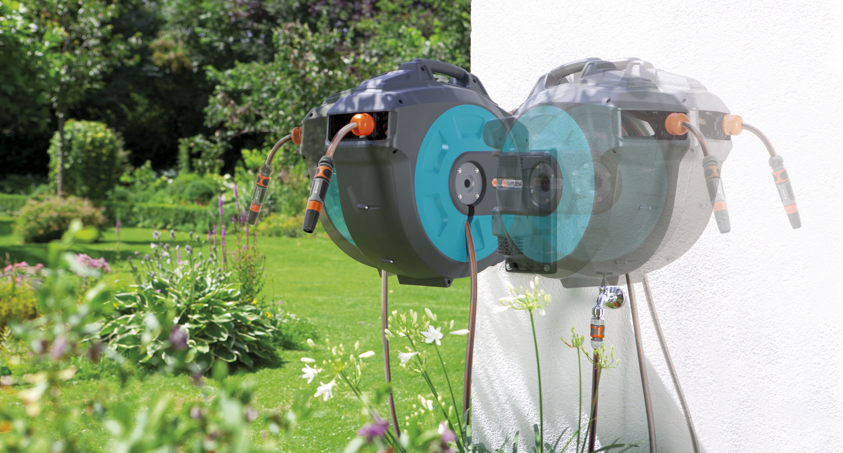 Soporte portamanguera mural roll-up automatic 35