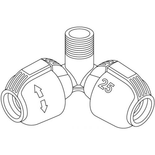 Pieza de esquina Sprinklersystem de 25 mm y rosca macho de 3/4\\\"