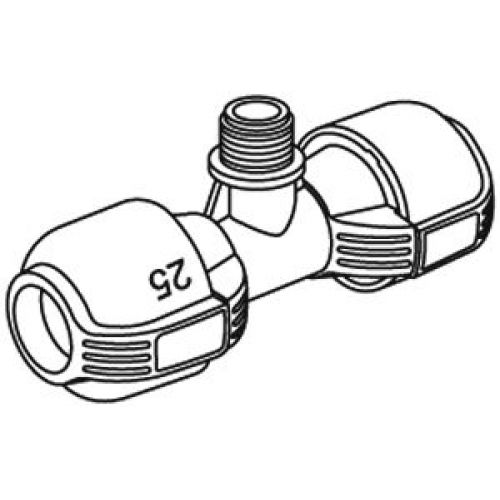 Pieza en T de 25 mm y rosca macho de 1/2\\\"