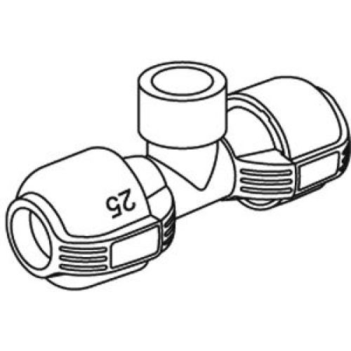 Pieza en T de 25 mm y rosca hembra de 3/4\\\"