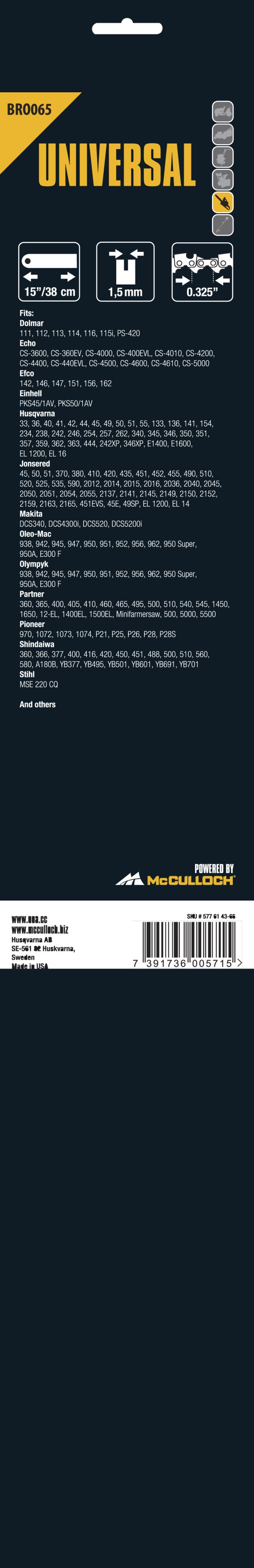 Espadín 15\\\" / 38 cm / 64 eslabones / 1,5 mm / 0,325\\\"