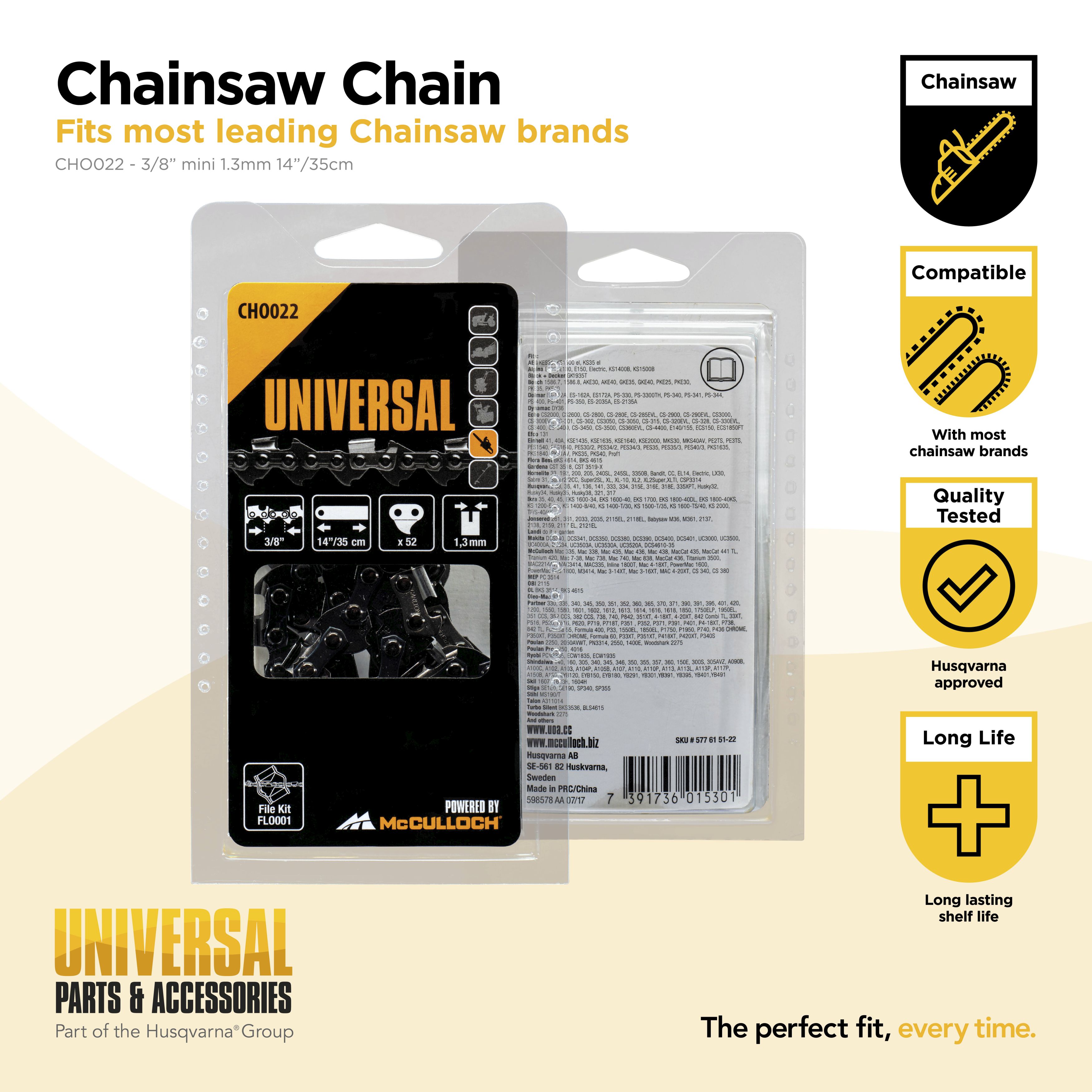 Cadena 14\\\"/ 35 cm / 52 eslabones / 3/8\\\" / 1,3 mm