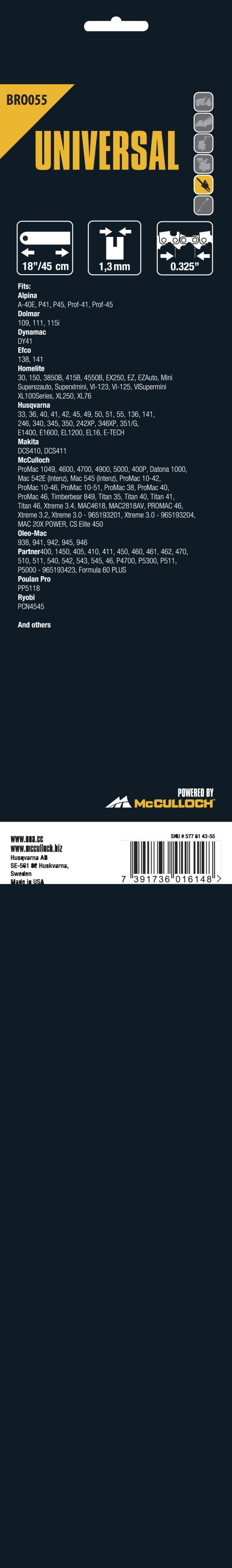 Espadín 18\\\" / 45 cm / 72 eslabones / 1.3mm / 0.325\\\"