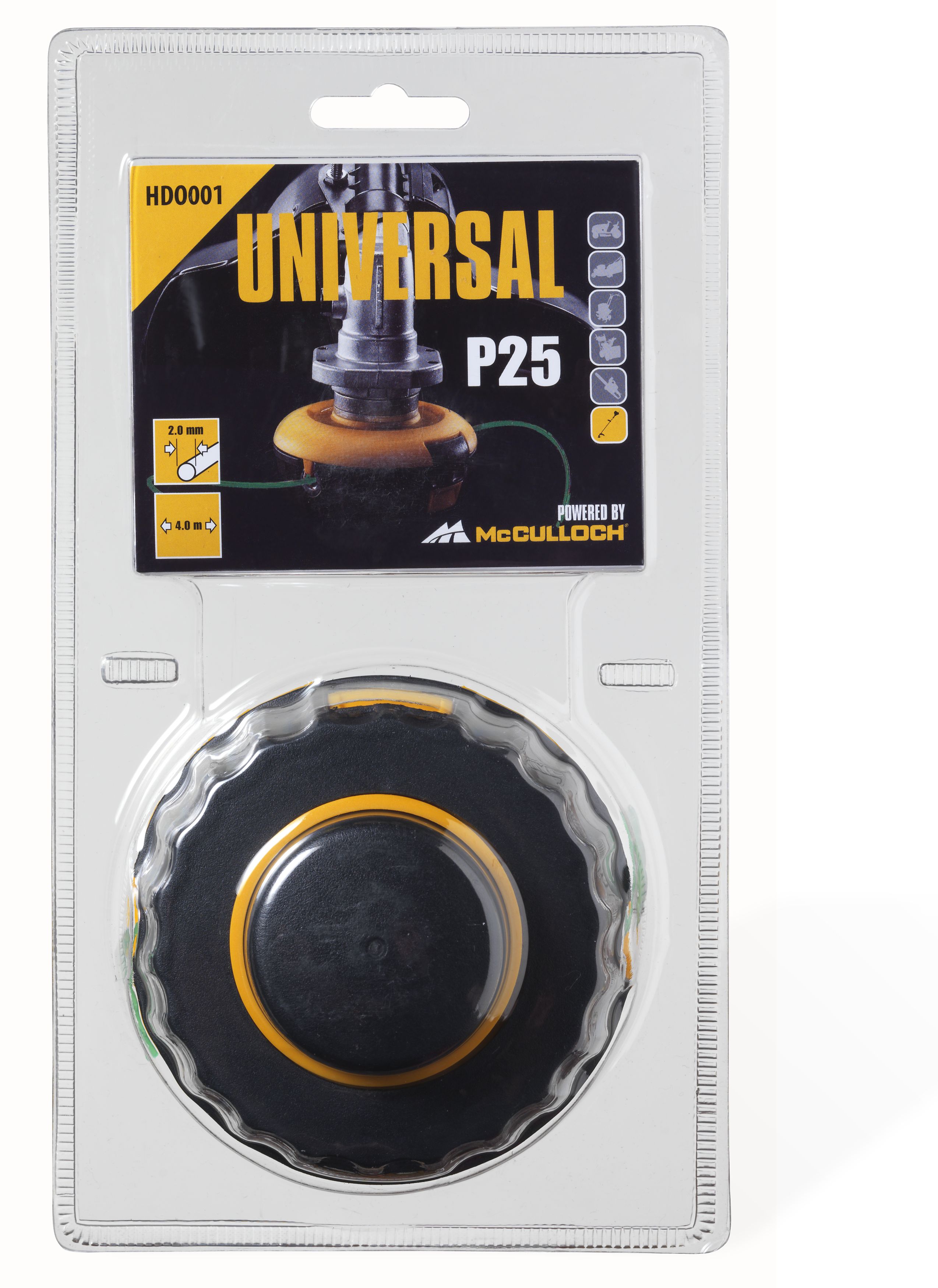 Cabezal 2 hilos de nylon P25 - cabezal+ bobina+ hilo Ø 2mm x 4m - HDO001