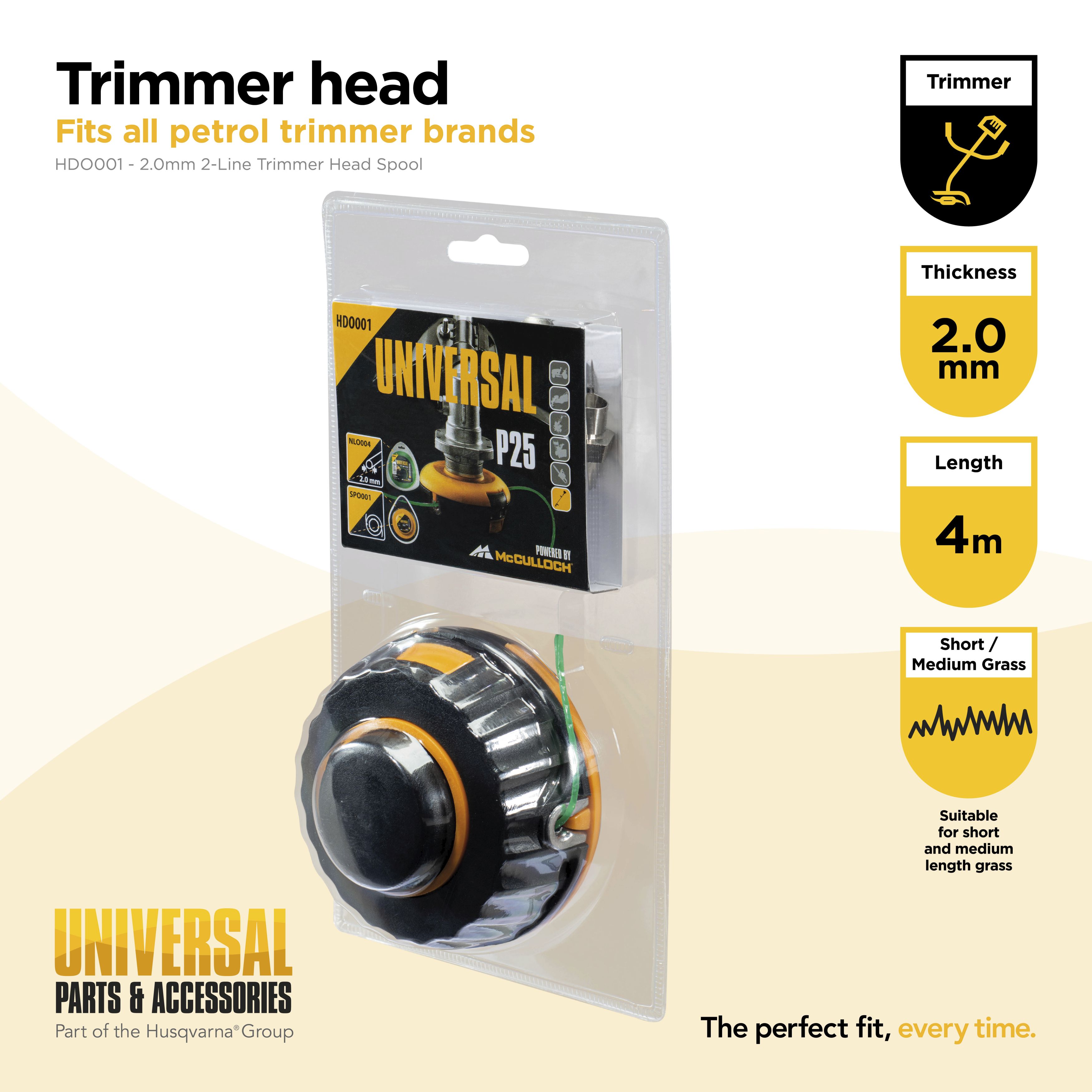 Cabezal 2 hilos de nylon P25 - cabezal+ bobina+ hilo Ø 2mm x 4m - HDO001