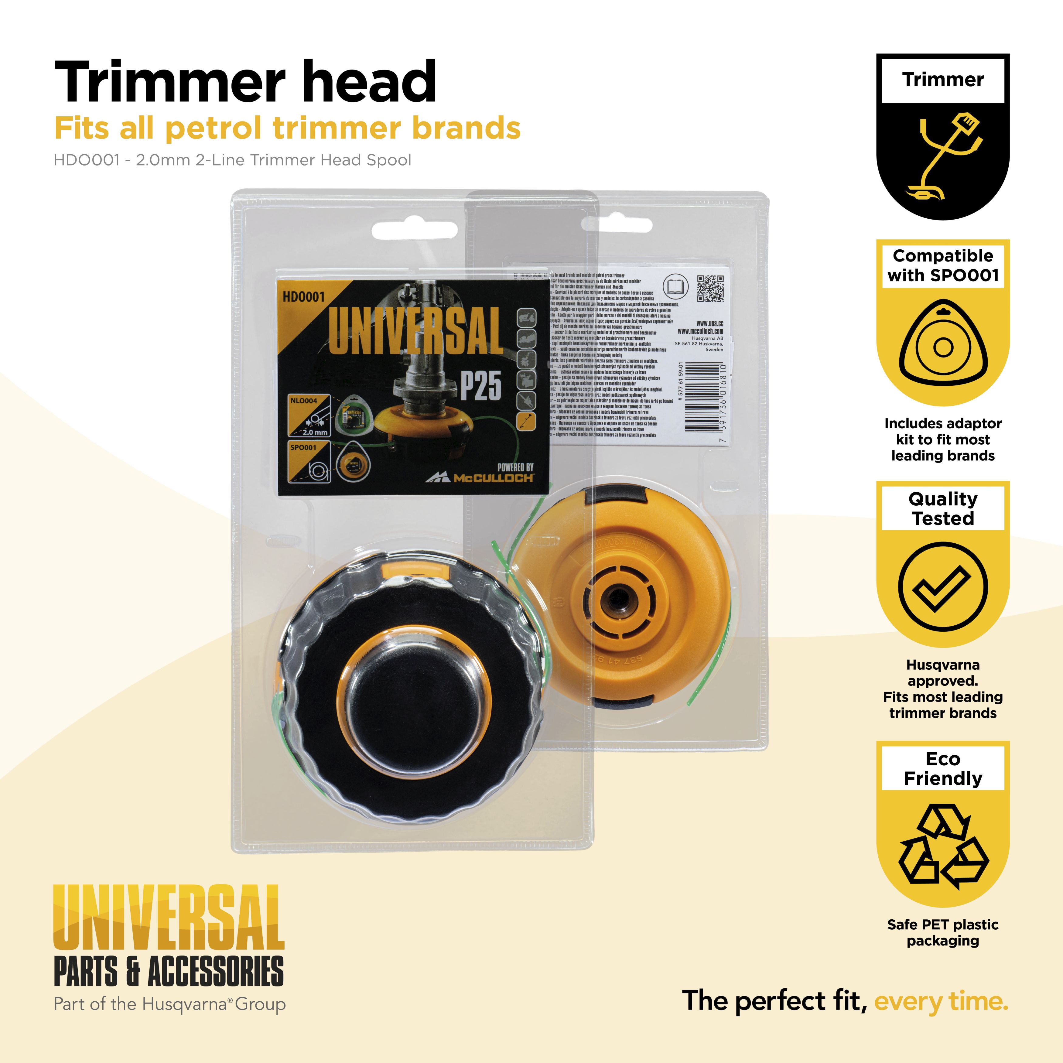 Cabezal 2 hilos de nylon P25 - cabezal+ bobina+ hilo Ø 2mm x 4m - HDO001