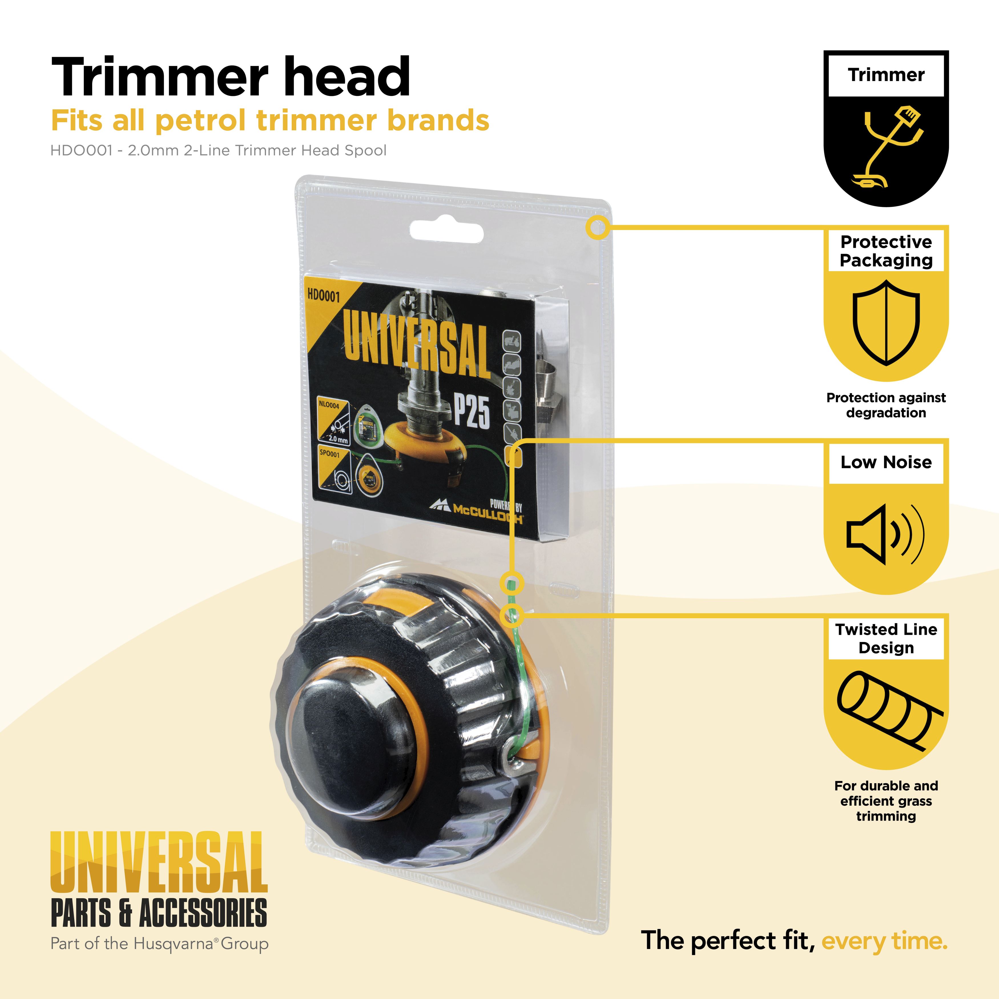 Cabezal 2 hilos de nylon P25 - cabezal+ bobina+ hilo Ø 2mm x 4m - HDO001