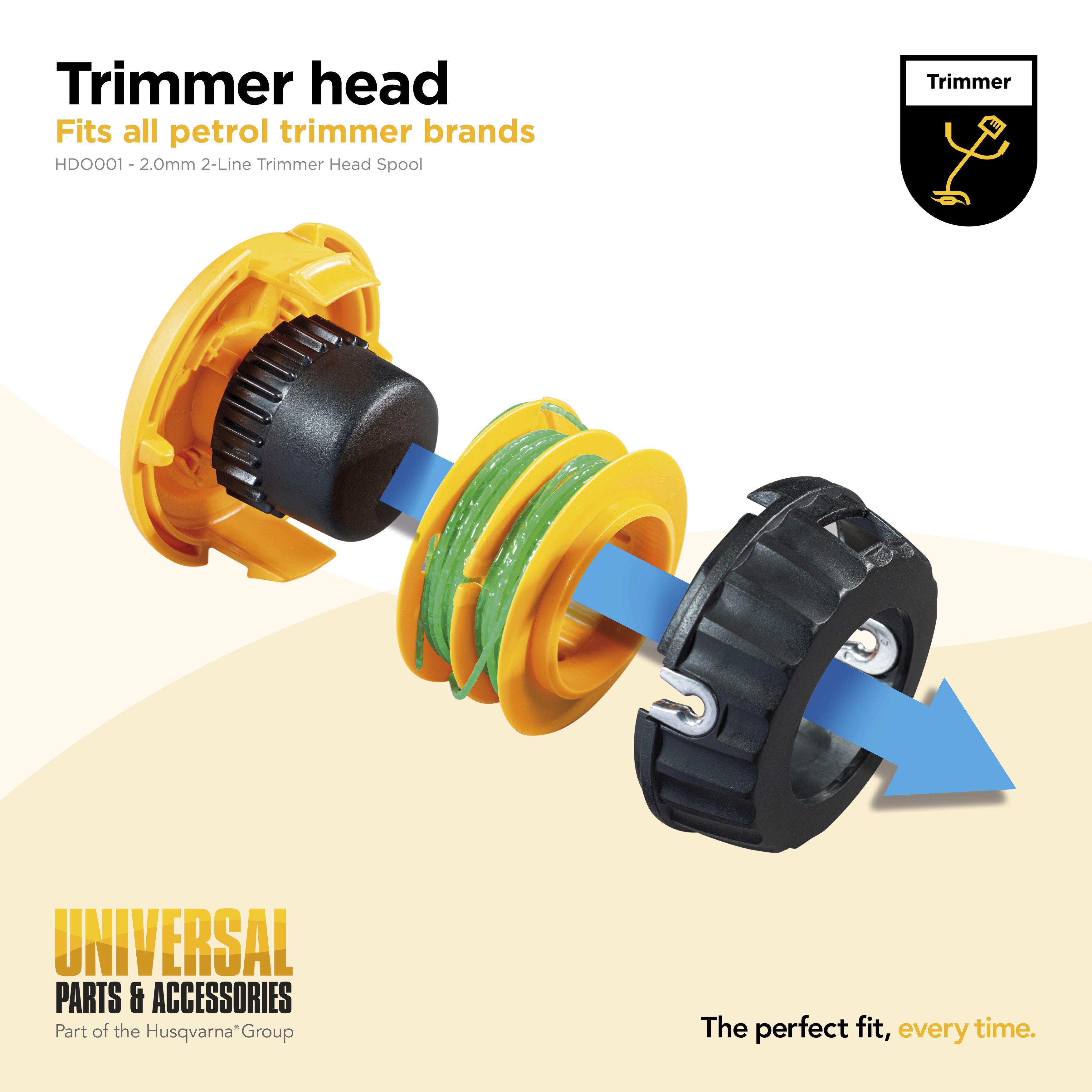 Cabezal 2 hilos de nylon P25 - cabezal+ bobina+ hilo Ø 2mm x 4m - HDO001