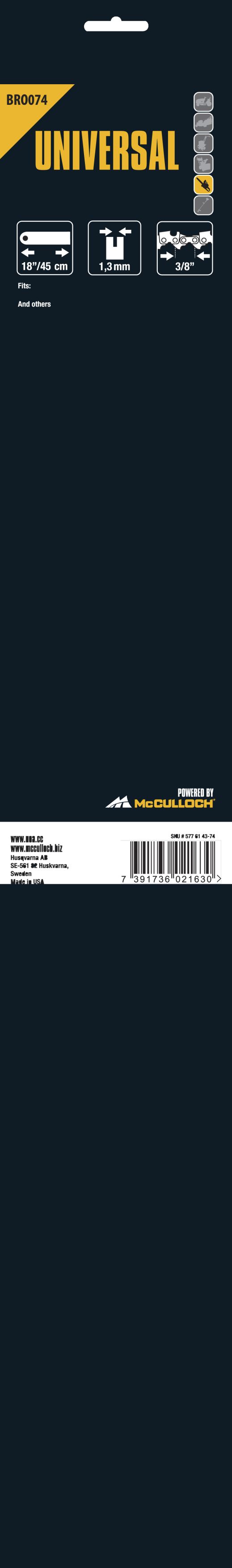 Espadín 18\\\' / 45 cm / 60 eslabones / 3/8\\\" 1,3 mm