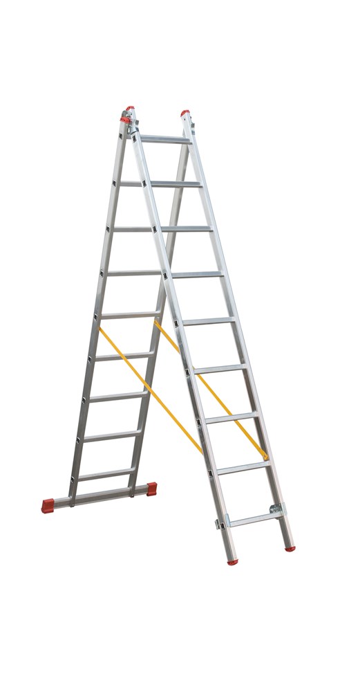 Escalera de apoyo 2 tramos de aluminio 9 peld.