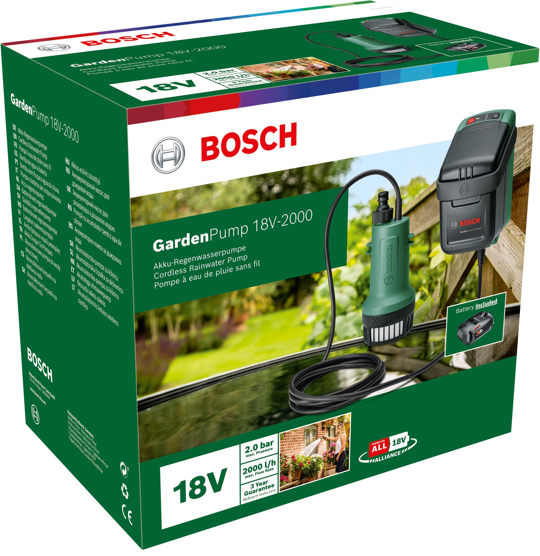 Bombas a batería para el agua de la lluvia GardenPump 18V-2000