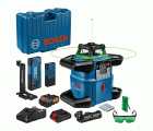 Bosch Professional Nivel láser giratorio sistema de 18V GRL 650 CHVG (láser verde, nivelación exterior, 1 batería 18 V 4,0 Ah + cargador, función aplicación, alcance: 650 m, en maletín de transporte)
