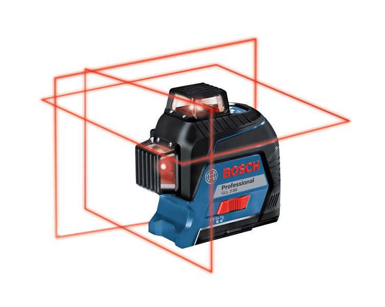 Bosch Professional Nivel láser GLL 3-80 (láser rojo, interior, alcance: hasta 30m, 4 pilas AA, maletín)
