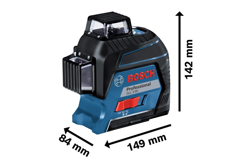 Bosch Professional Nivel láser GLL 3-80 (láser rojo, interior, alcance: hasta 30m, 4 pilas AA, maletín)