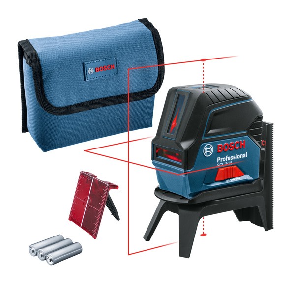 Bosch Professional Nivel láser GCL 2-15 (láser rojo, interior, con puntos de plomada, alcance: 15 m, 3 pilas AA, soporte giratorio RM 1, placa reflectora láser, estuche de protección)