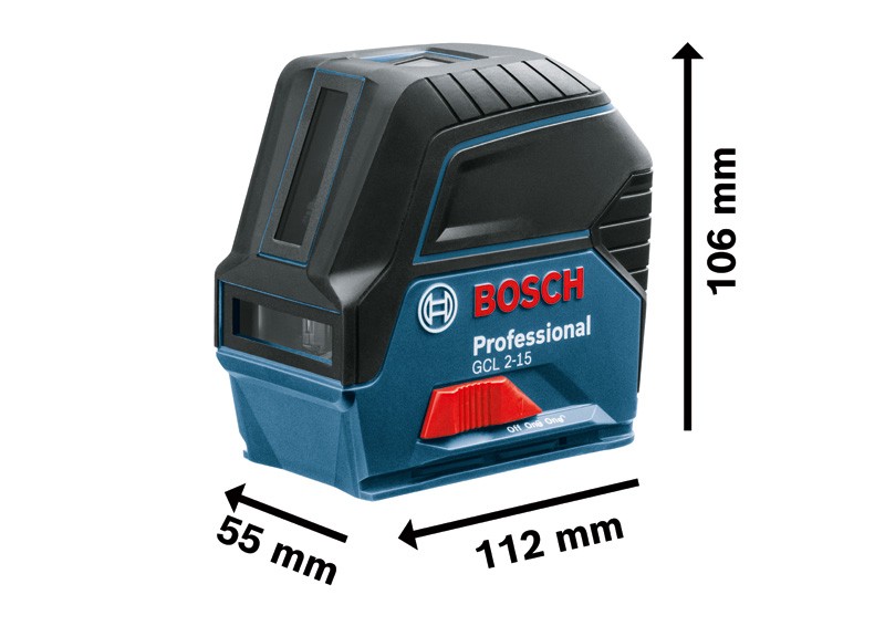 Bosch Professional Nivel láser GCL 2-15 (láser rojo, interior, con puntos de plomada, alcance: 15 m, 3 pilas AA, soporte giratorio RM 1, placa reflectora láser,