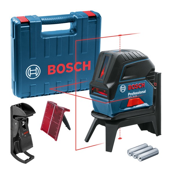 Bosch Professional Nivel láser GCL 2-15 (láser rojo, interior, con puntos de plomada, alcance: 15 m, 3 pilas AA, soporte giratorio RM 1, placa reflectora láser, estuche de protección, maletín)