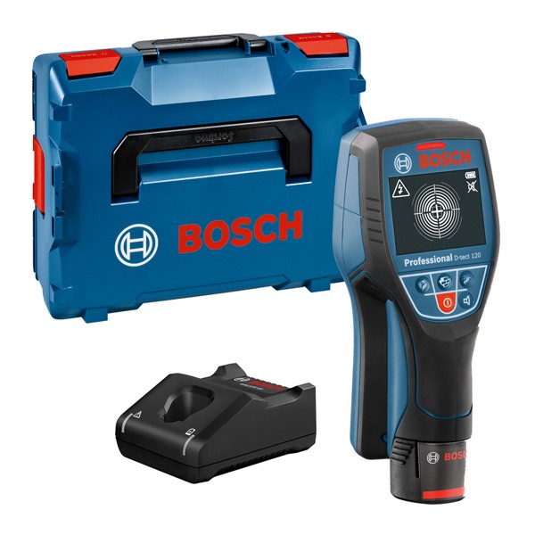 Bosch Professional Sistema 12V Detector de pared D-tect 120 (1 batería 12V + cargador, profundidad máx. 120 mm, en L-BOXX)