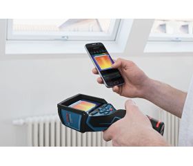 Bosch Professional Sistema 12V Cámara térmica GTC 400 C (1 batería 12V + cargador, con conectividad, medición -10 °C hasta +400 °C, resolución: 160 x 120px, en 