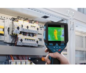 Bosch Professional Sistema 12V Cámara térmica GTC 400 C (1 batería 12V + cargador, con conectividad, medición -10 °C hasta +400 °C, resolución: 160 x 120px, en 