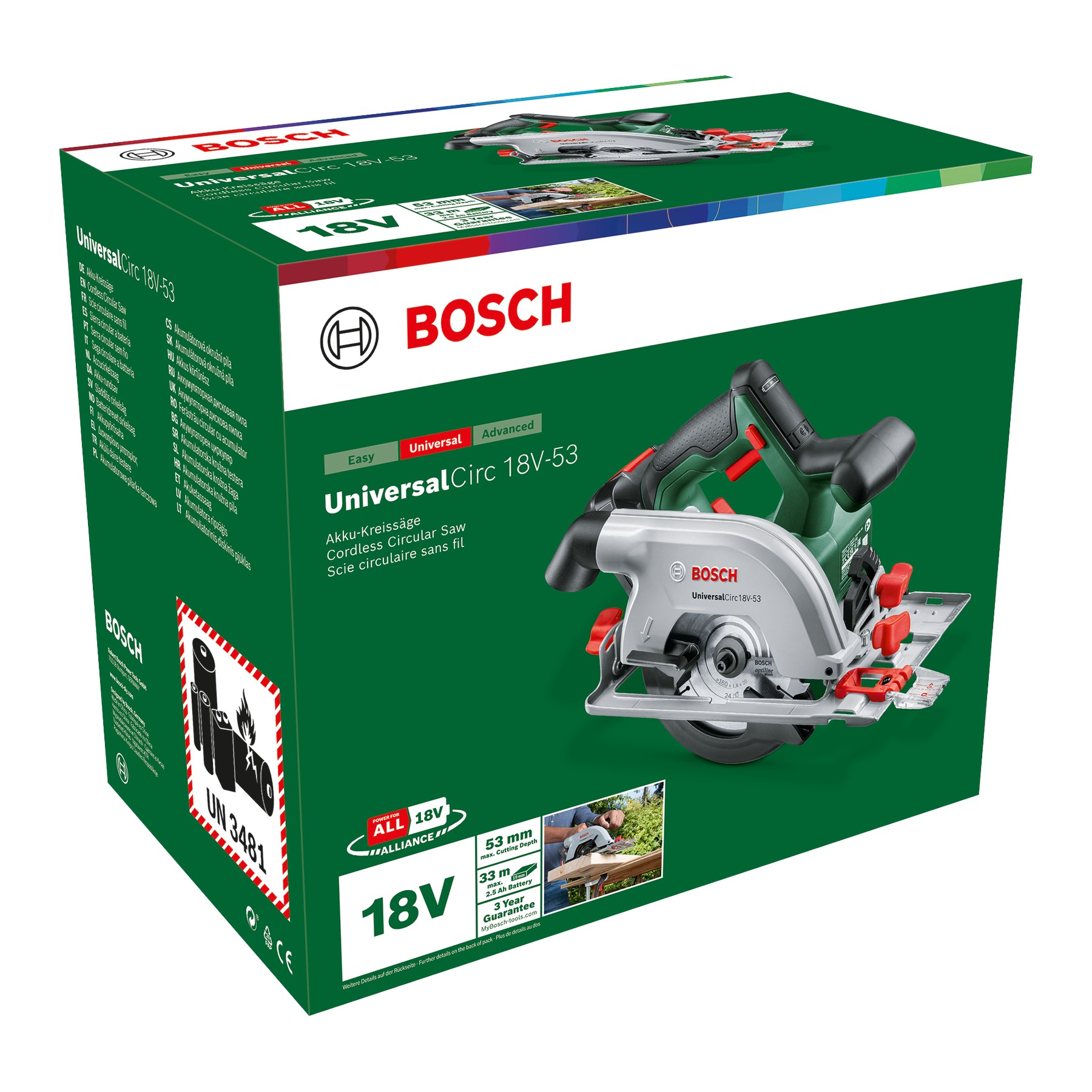 Sierra circular a batería UniversalCirc 18V-53