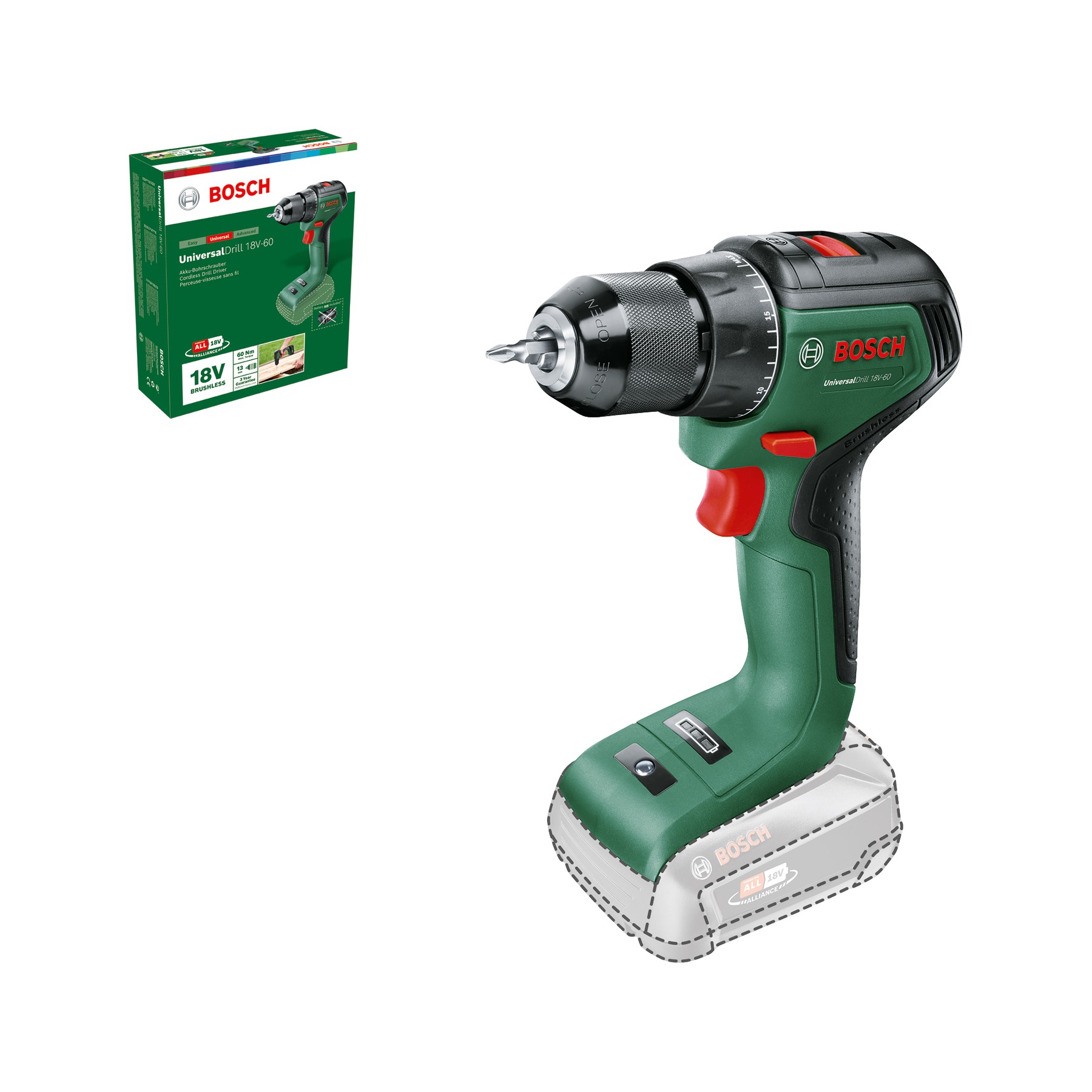 Atornillador a batería UniversalDrill 18V-60