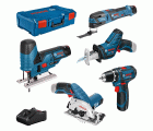 Kit combinado Kit de 5 herramientas de 12V: GSR + GST + GOP + GKS + GSA + 3x GBA 3.0Ah + GAL + XL-BOXX