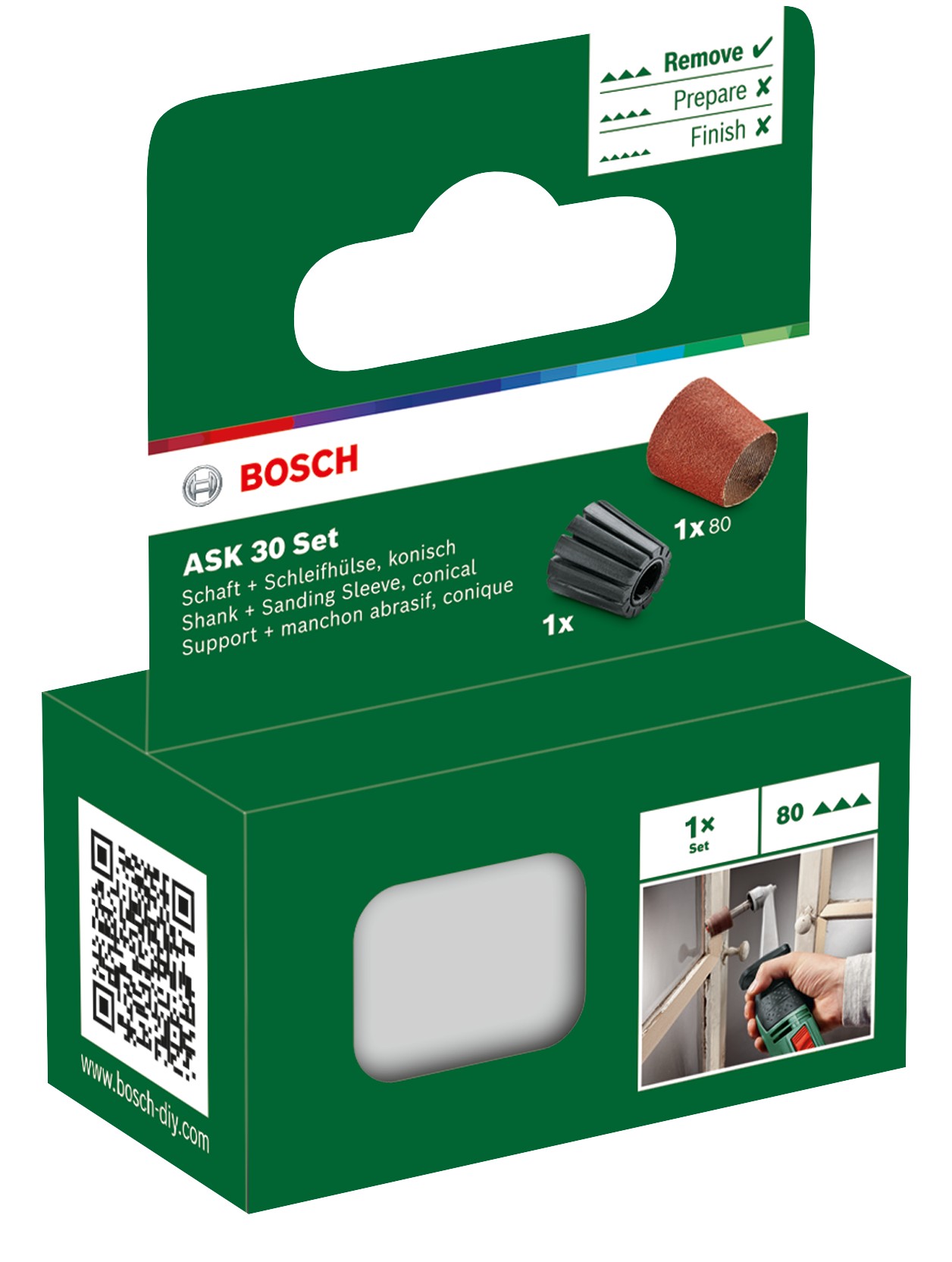 Accesorio de sistema Set de soporte y banda de lija (cónica) 80