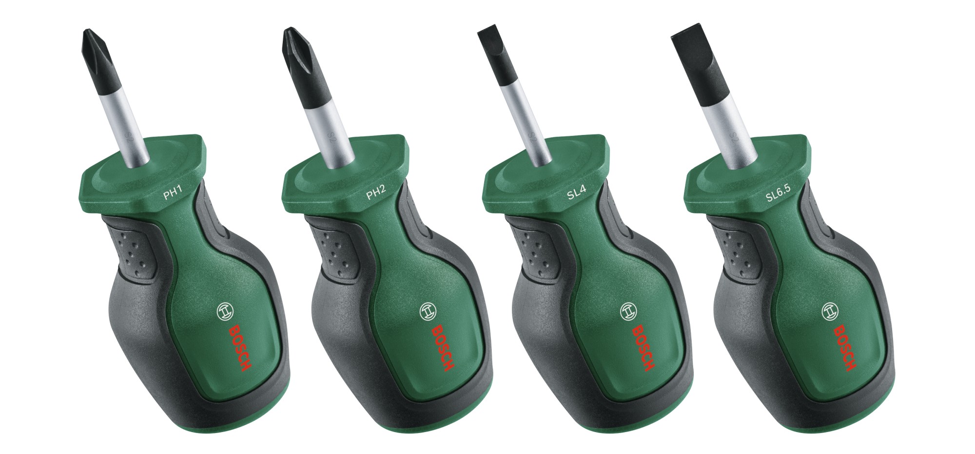 Set de cuatro destornilladores cortos