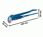 Llave sueca para sanitarios, 45°, 420 mm