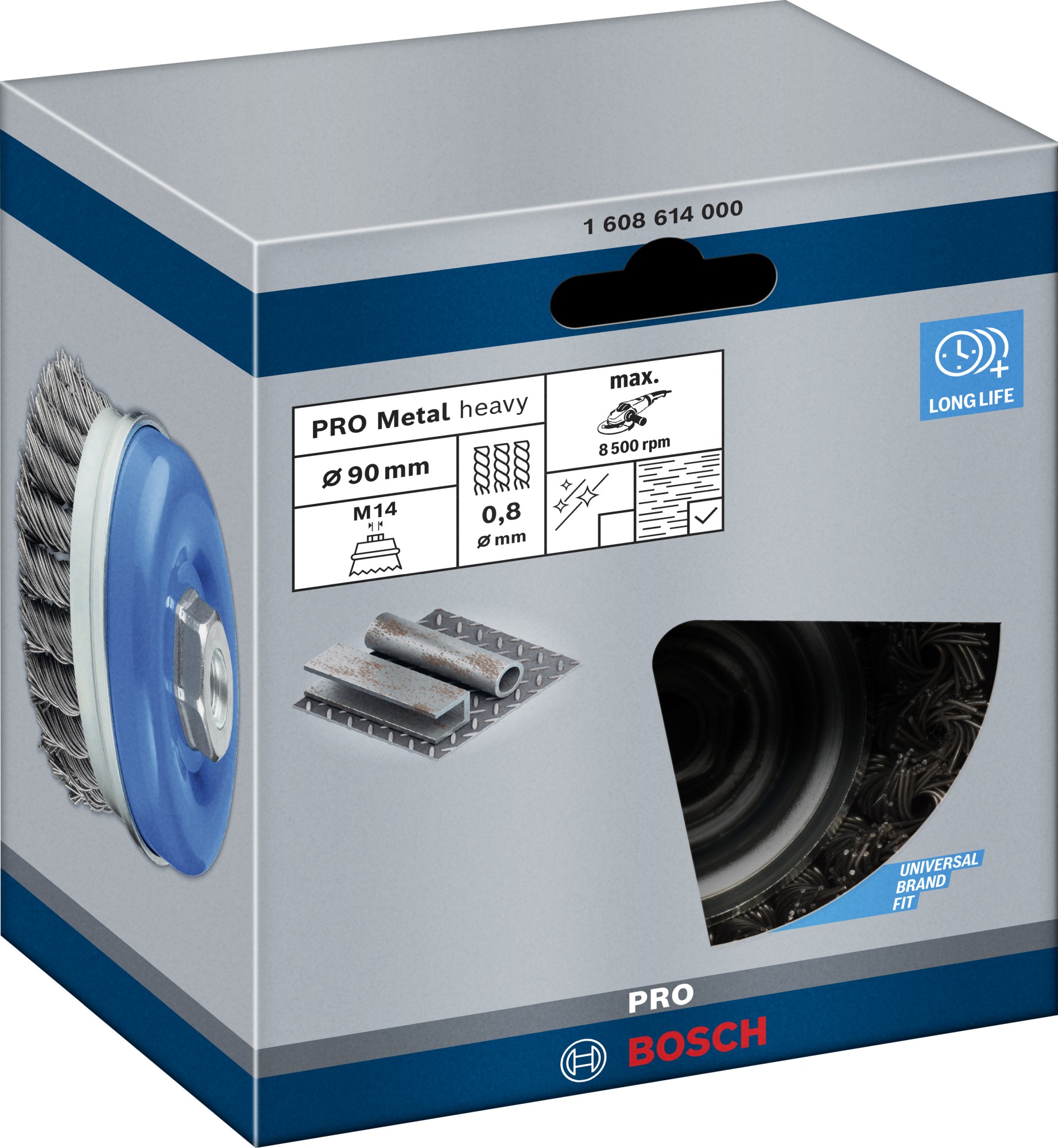 Cepillo de vaso PRO Metal heavy, 90 x 0,8 mm, rosca