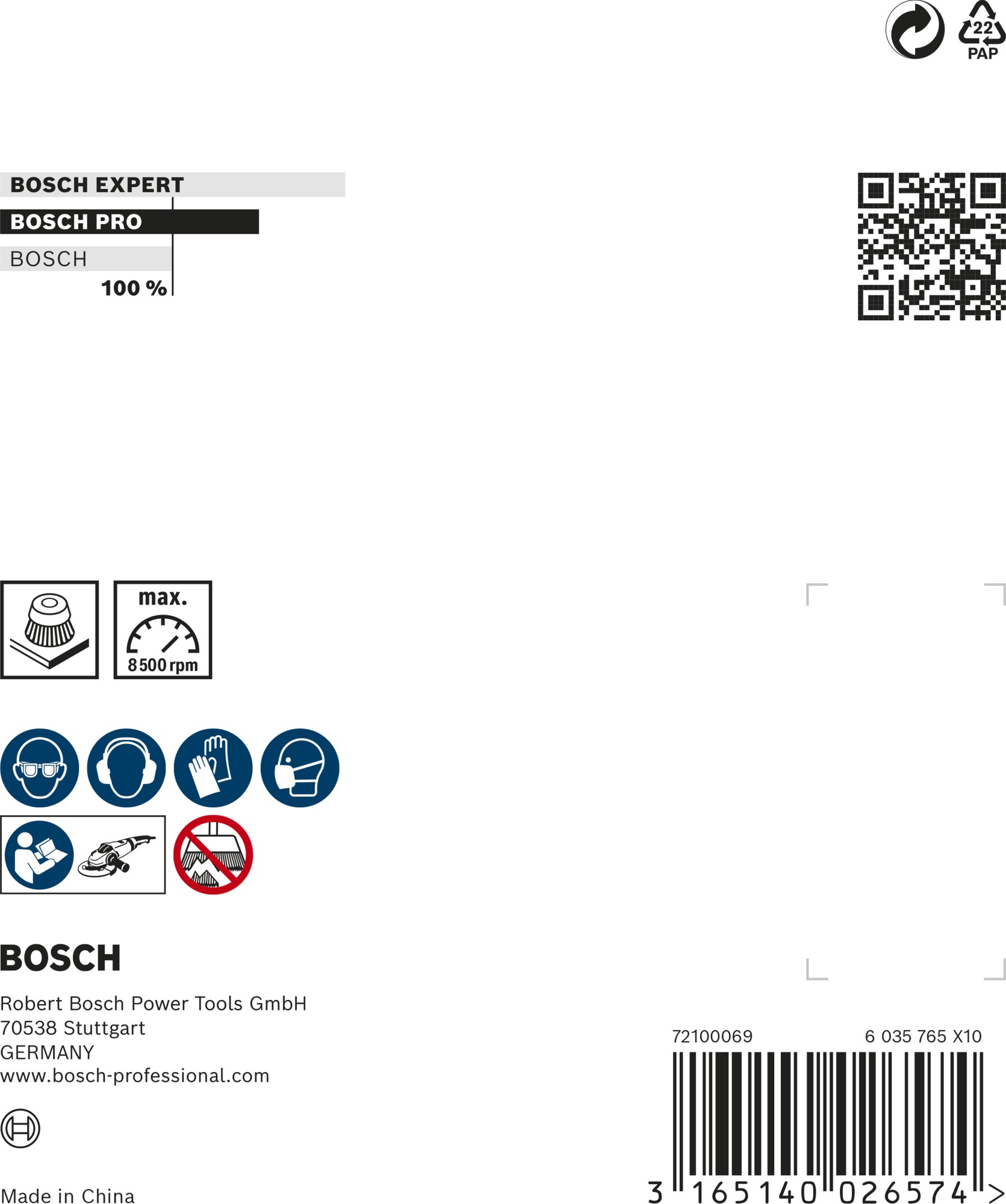 Cepillo de vaso PRO Metal heavy, 100 x 0,8 mm, rosca