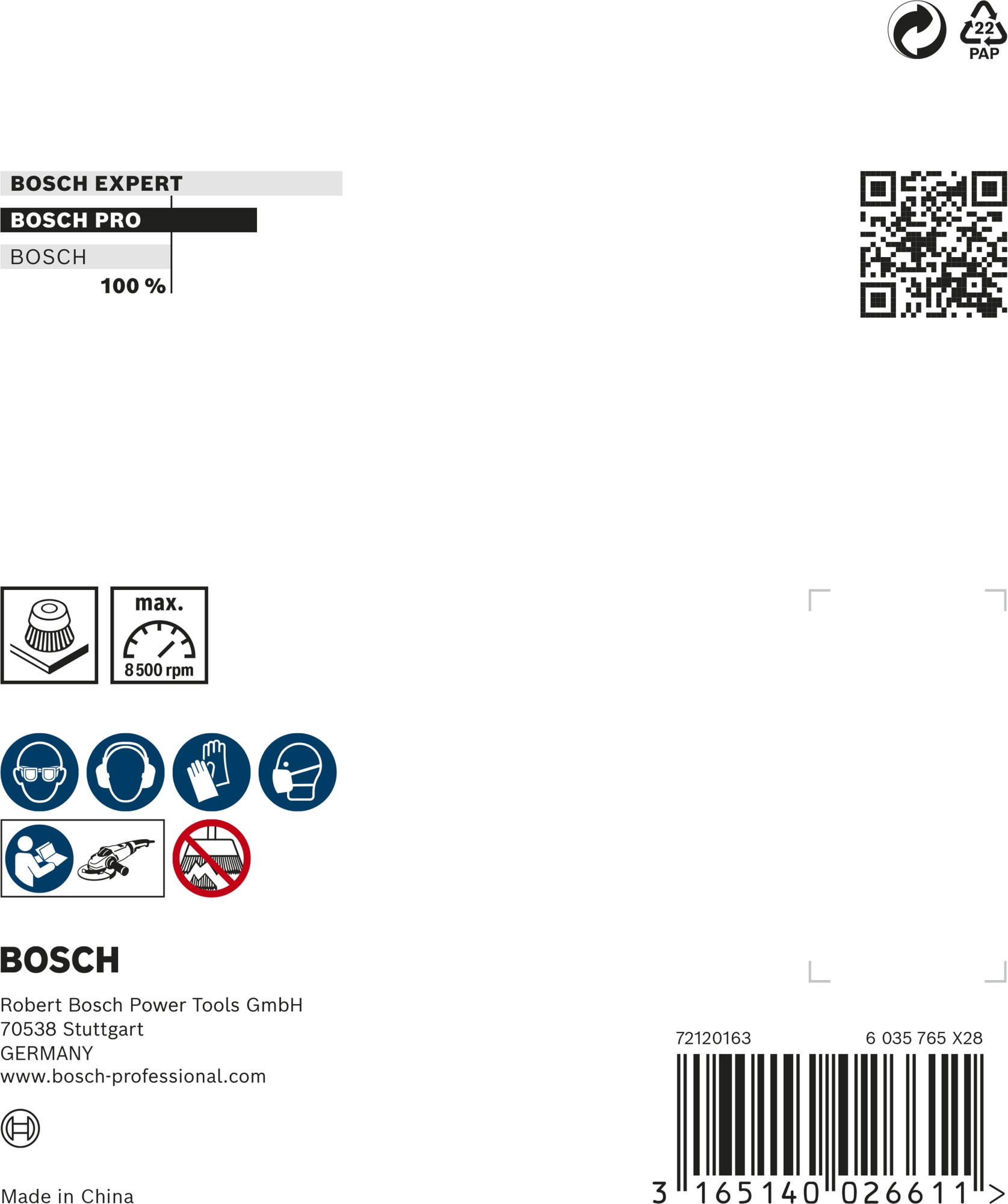 Cepillo de vaso PRO Metal clean, 100 x 0,5 mm, rosca