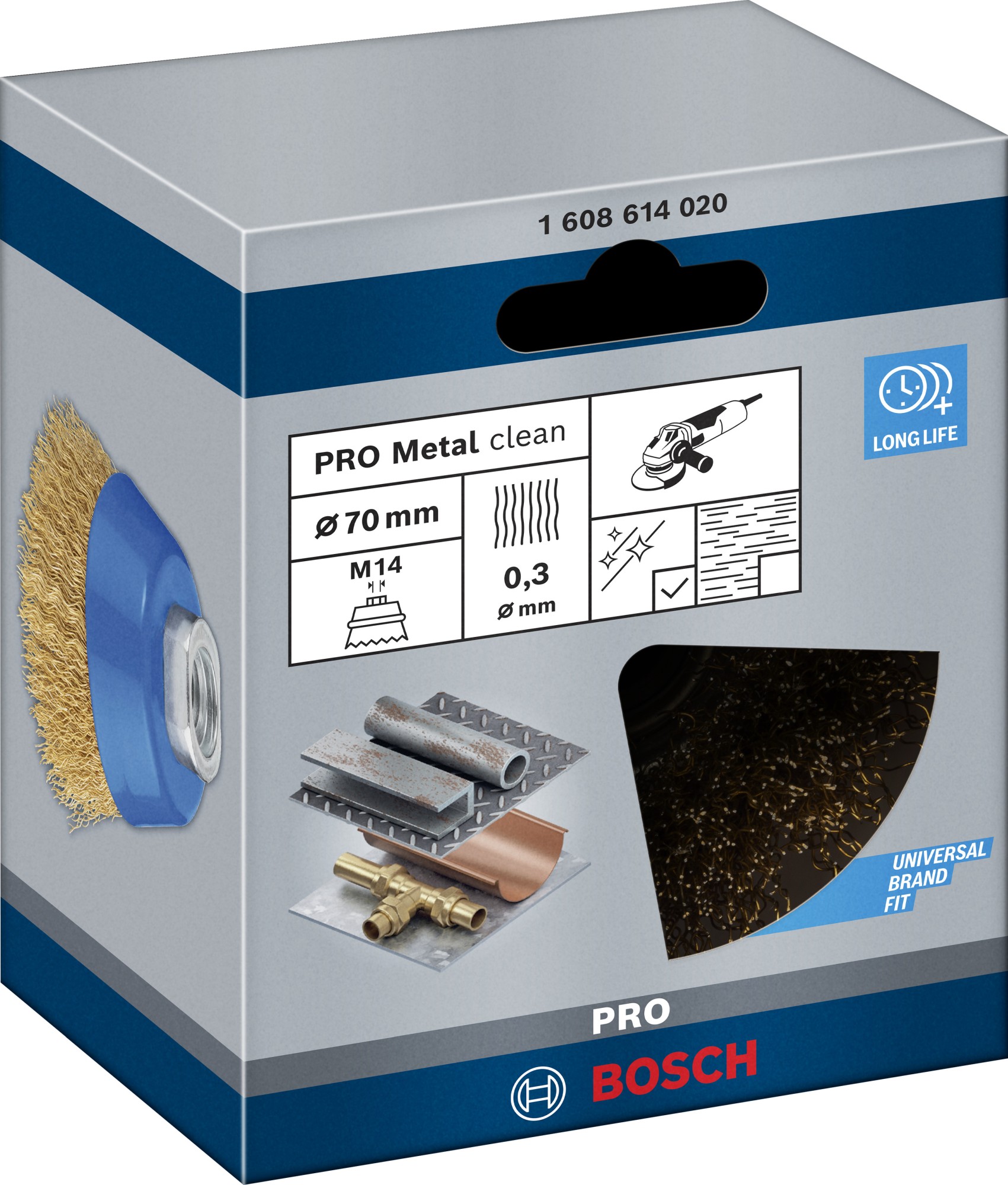 Cepillo de vaso PRO Metal clean, 70 x 0,30 mm, rosca