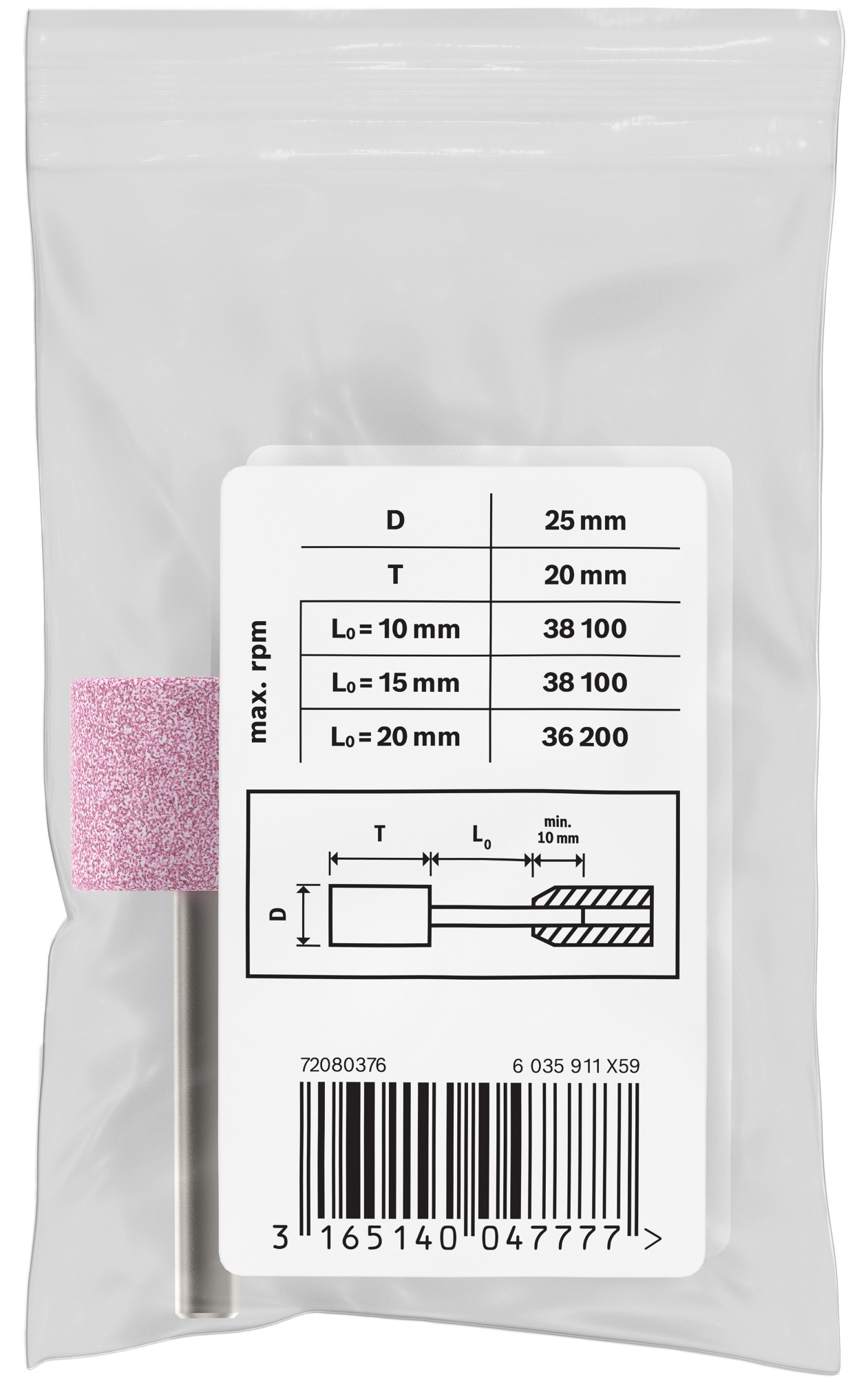 Set de puntas insertables PRO Steel, 25 x 20 mm, G60, cilíndricas