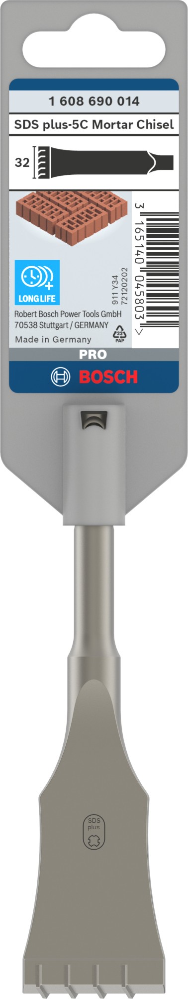 Cincel para mortero PRO SDS plus-5C con punta de carburo, 32 x 130 mm