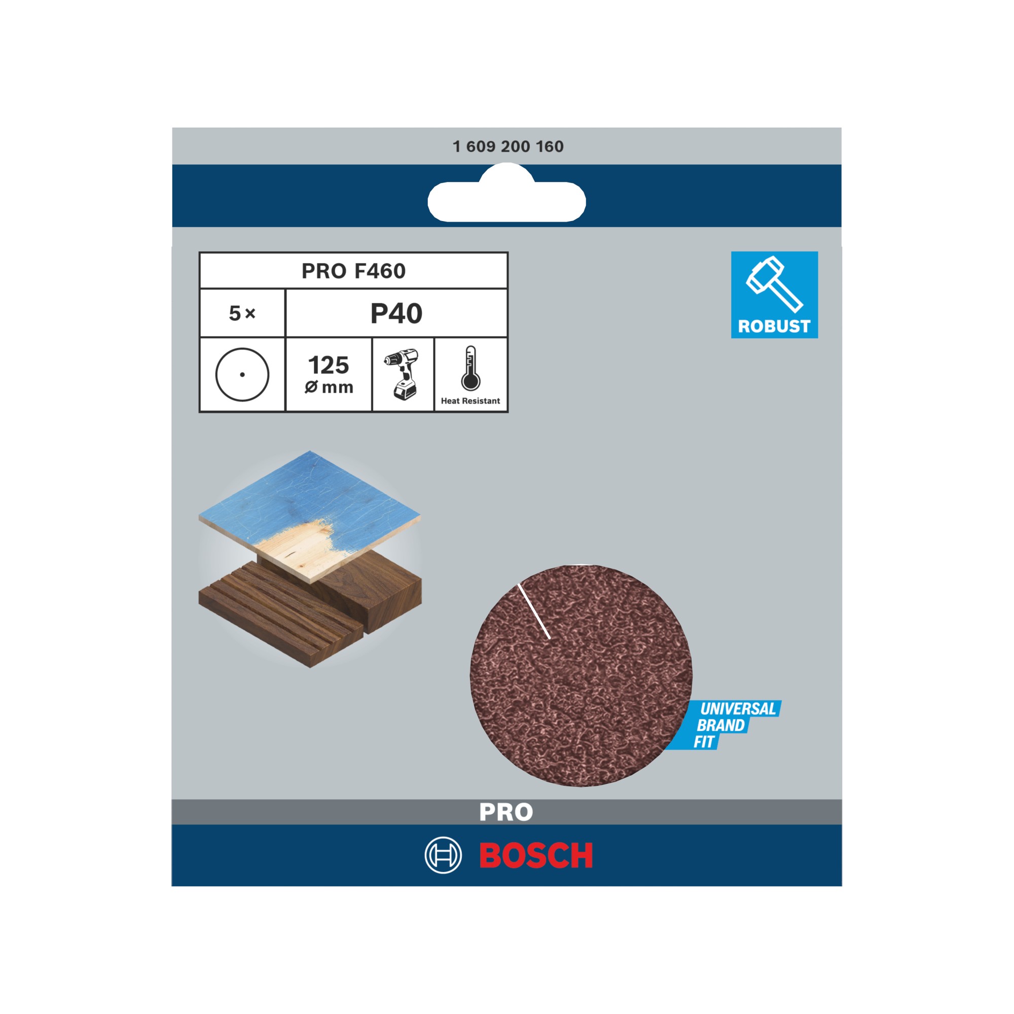 Hoja de lija PRO F460, 125 mm, G40