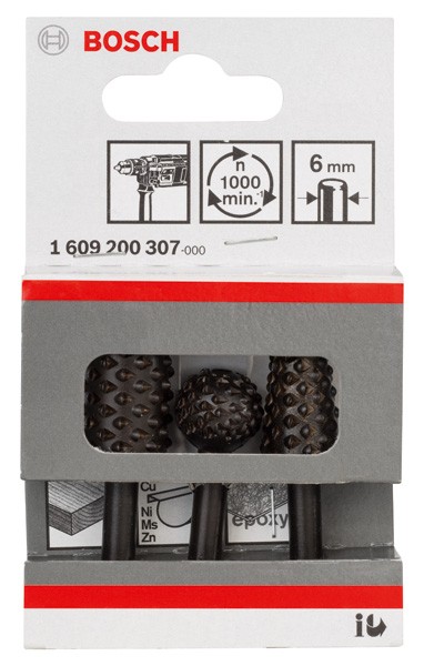 Set de escofinas, 3 unidades, de 16 mm